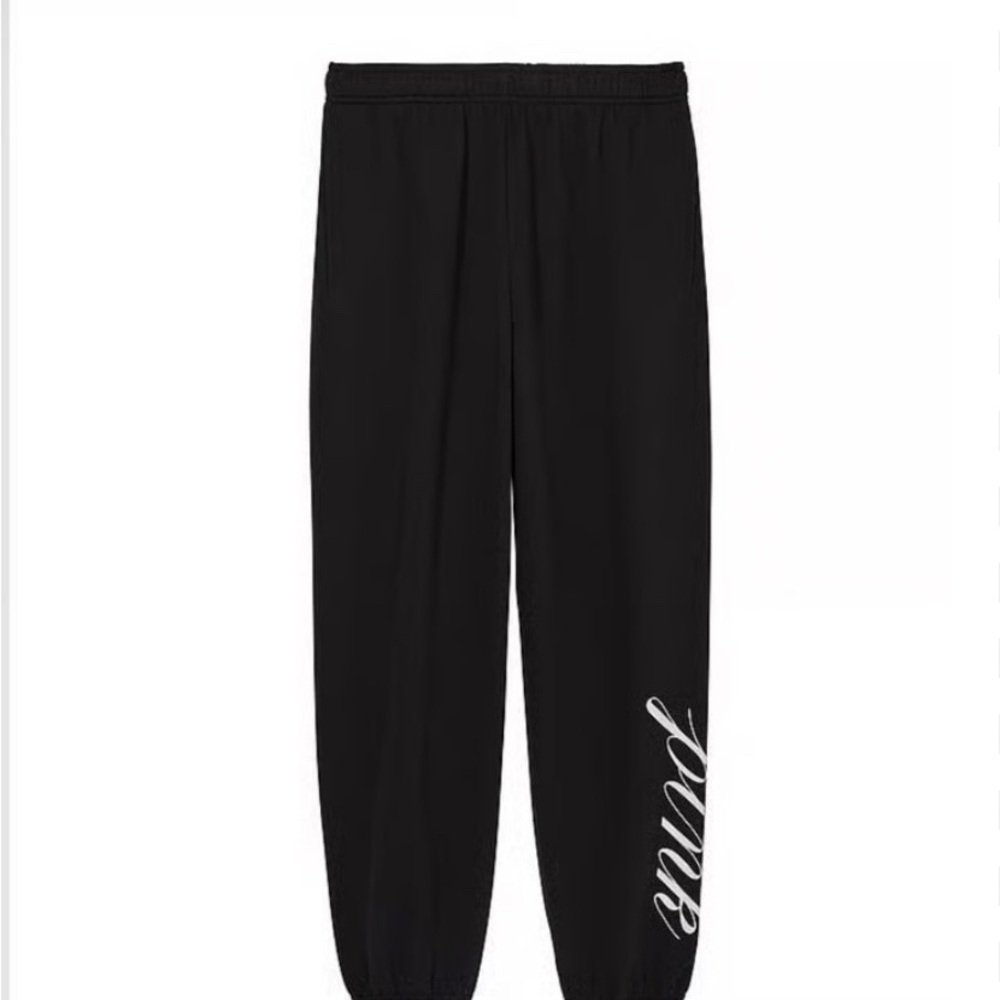 PINK Victoria's Secret Black Sweatpants with Elastic Cuffs